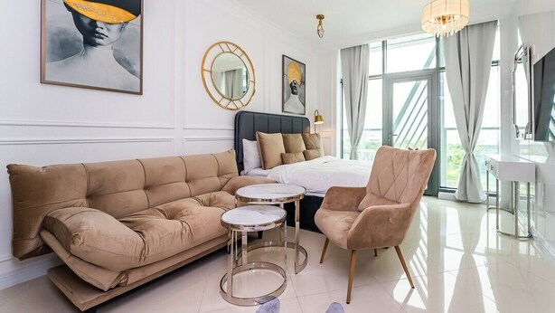 1 bedroom, iron/ironing board, WiFi, bed sheets - Sea View, Stylish upgraded studio in Seven Palm (Dubai Emirate)