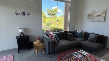 Una Smart TV, libros, un reproductor estéreo, una impresora