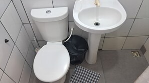 Regadera, toallas, jabón, shampoo 