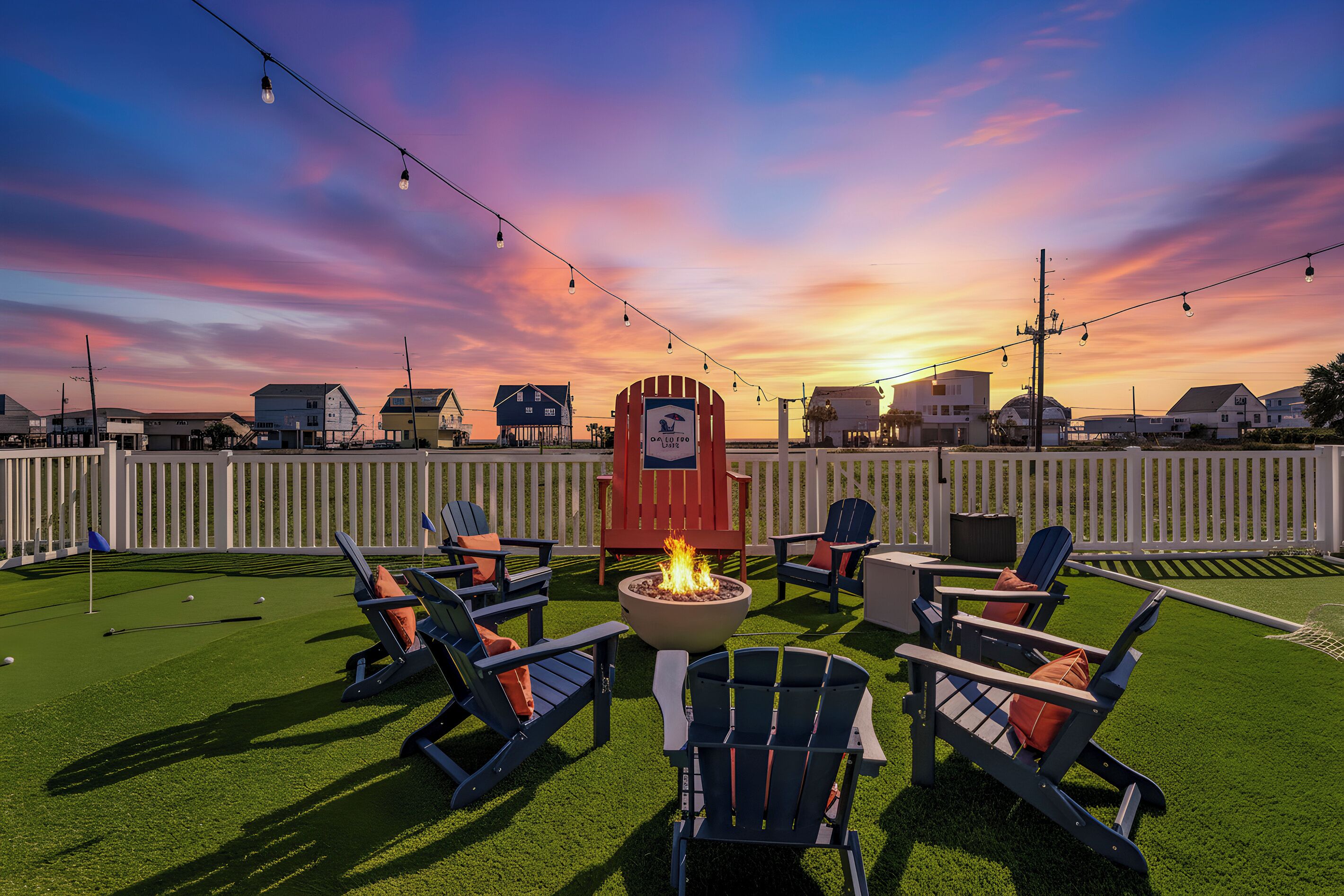 Take a seat in our giant fireside chair, while the s'mores are roasting.
