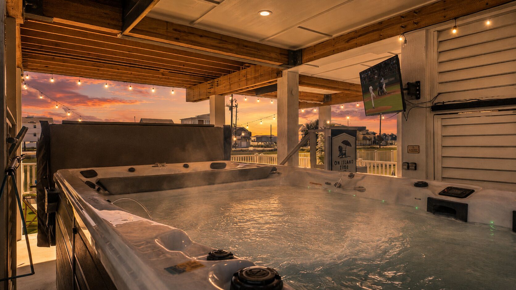 Enjoy hours of fun and relaxation in your dual zone swim spa! Swim in the endless current in the heated pool or relax and watch tv in the hydrotherapy hot tub.
