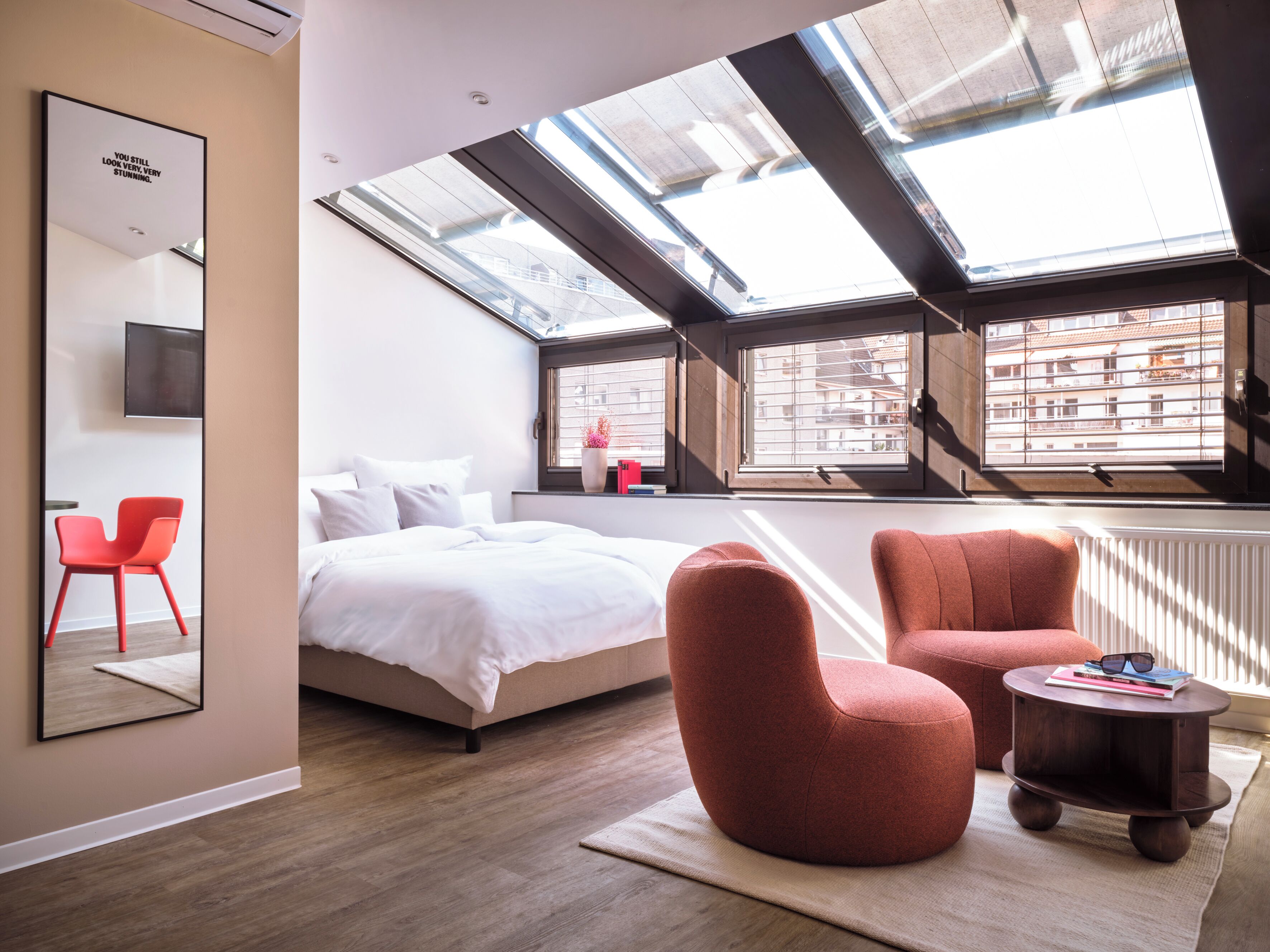 Tent, City View | Premium bedding, desk, laptop workspace, iron/ironing board