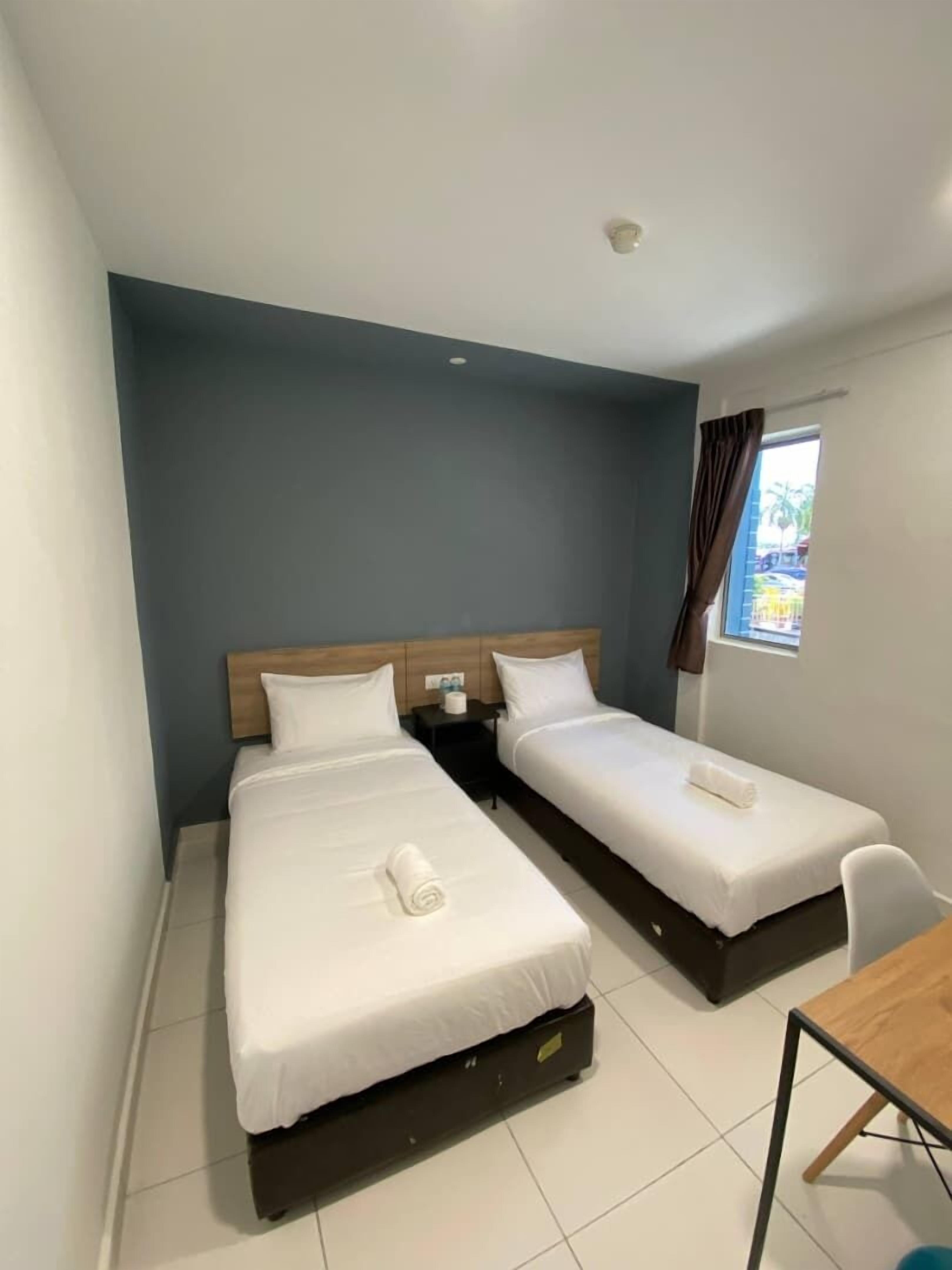 Desk, free WiFi, bed sheets