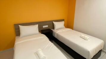 Desk, free WiFi, bed sheets