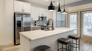 Fridge, dining tables