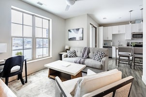 Apartment (1 Bedroom) | Living area | 50-inch Smart TV with digital channels