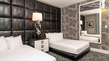 Double Room, 2 Double Beds, Roll-in Shower | Premium bedding, in-room safe, desk, laptop workspace