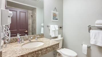 Douche, sèche-cheveux, serviettes fournies, papier toilette
