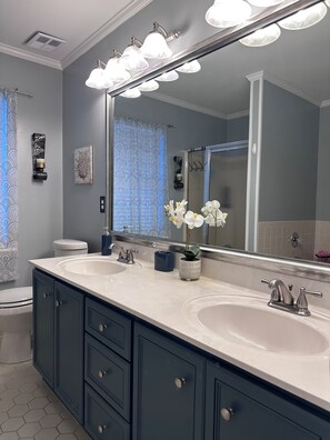 Baignoire à jets, sèche-cheveux, serviettes fournies, savon