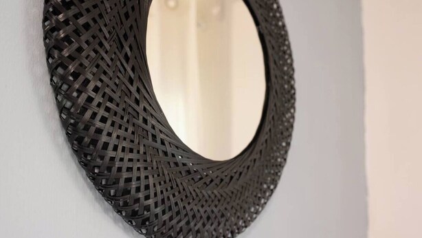 A circular mirror with a woven frame. - Port city haifa - Studio 217 (Haifa)