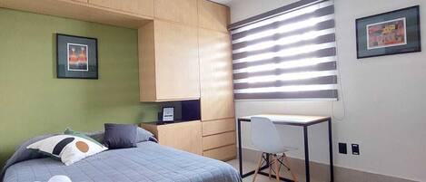 Desk, laptop workspace, iron/ironing board, free WiFi