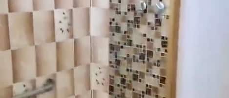Douche, serviettes fournies, savon, papier toilette