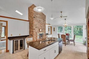 Microwave, dining tables