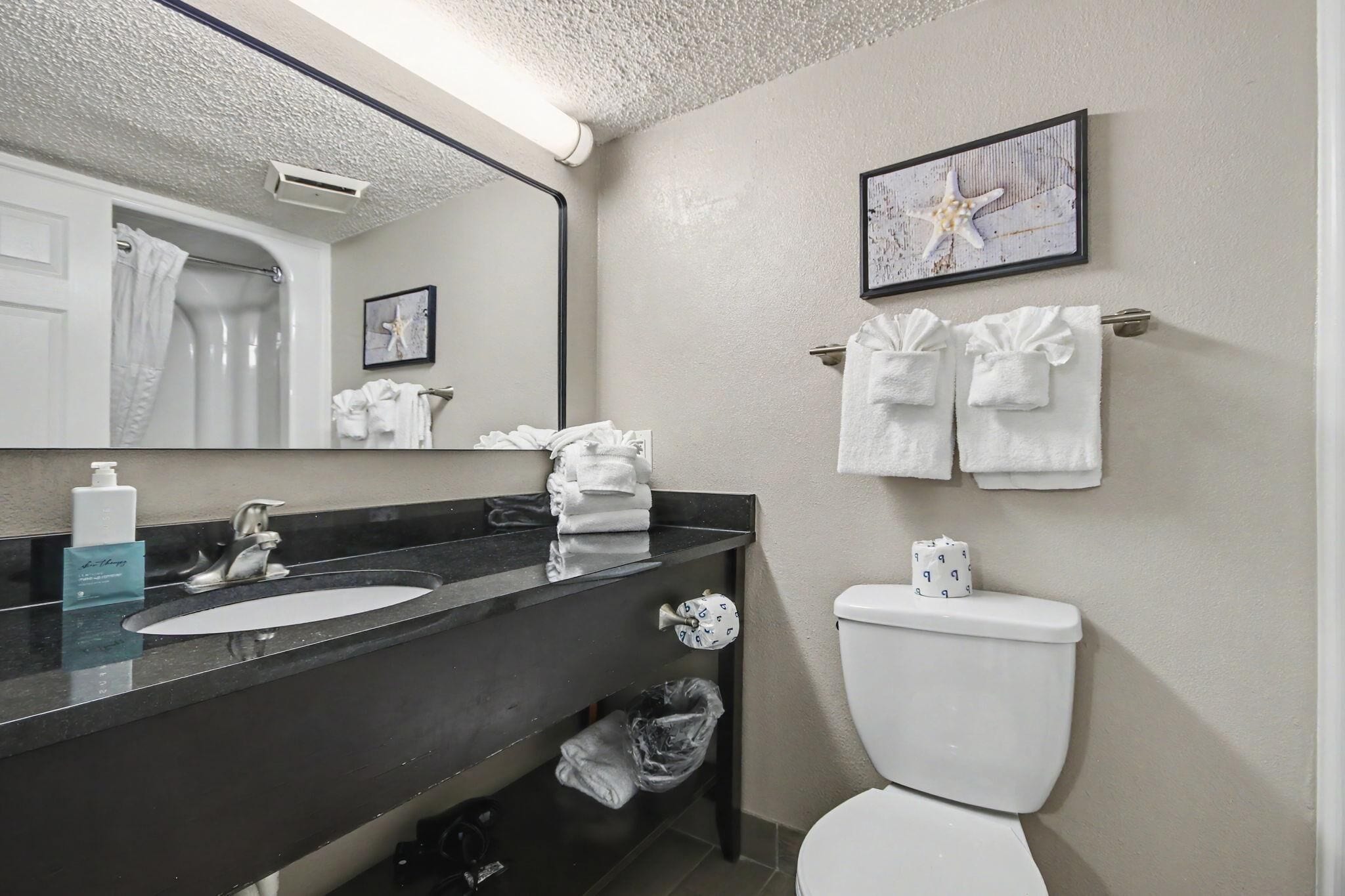 A bathroom with a sink, mirror, towel rack, and toilet.