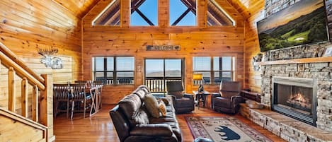 Smart TV, fireplace, table football