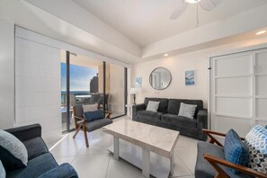 Apartment, Patio, Sea View | Living area | TV - Las Palomas 1BR 1BA Luxury Ocean View (Puerto Penasco)