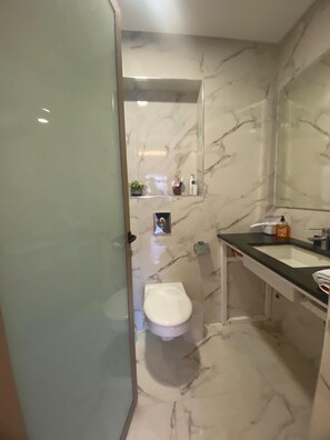 Dusche, Haartrockner, Bidet, Handtücher