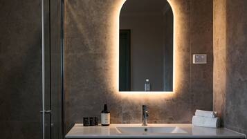 Chambre Deluxe | Salle de bain | Serviettes fournies, savon, shampoing, papier toilette