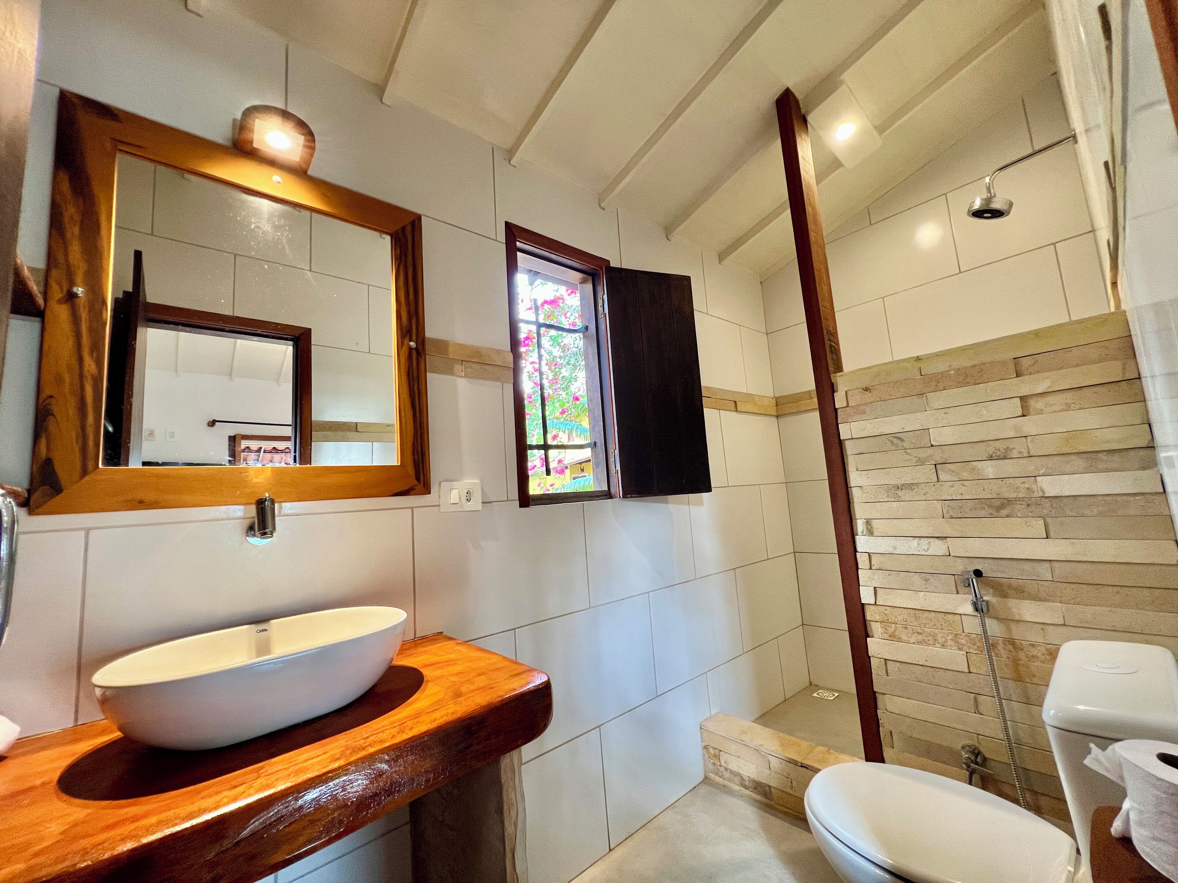 Double Room, Garden View | Bathroom | Shower, towels, soap, toilet paper