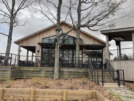 Exterior. One Mile Lake House is a cozy 2 story, 2 bedroom, 2 bath, A- frame home.