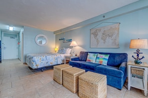Iron/ironing board, free WiFi, bed sheets - The Ocean Calls – Beachfront Studio w/ Balcony, Queen Bed & Walkable Fun (Daytona Beach)