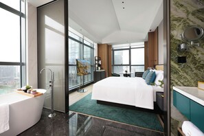 Executive Double Room, City View | Premium bedding, down comforters, memory foam beds, free minibar