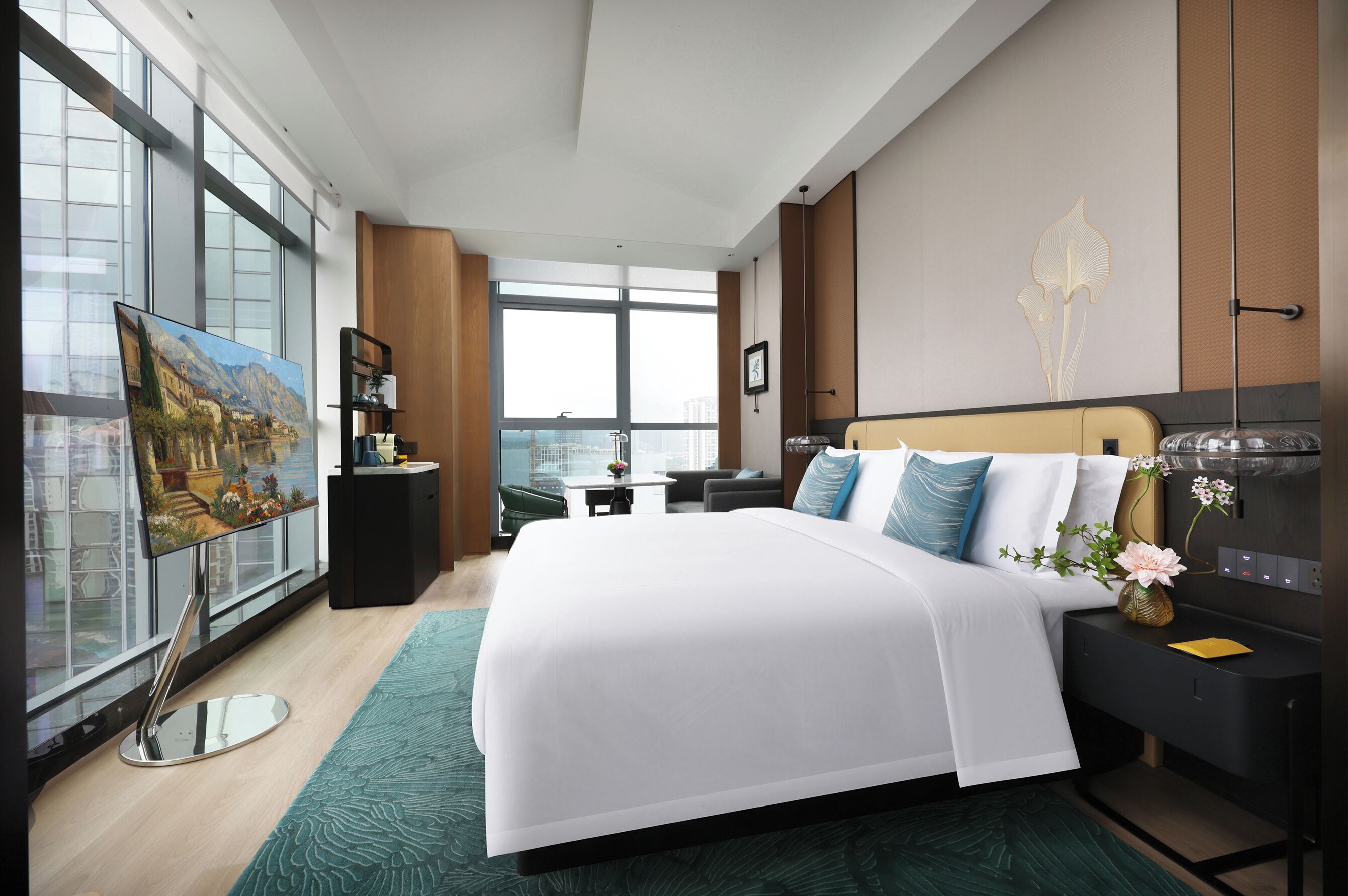 房內夾萬、書桌、手提電腦工作空間、遮光窗簾/窗簾