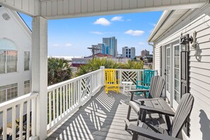 Terrace/patio - Coastal Luxury Retreat with Pool & Elevator, Steps from North Myrtle Beach, Sleeps 10 Guests (North Myrtle Beach)