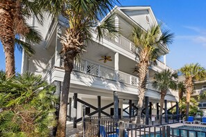 Pool - Coastal Luxury Retreat with Pool & Elevator, Steps from North Myrtle Beach, Sleeps 10 Guests (North Myrtle Beach)