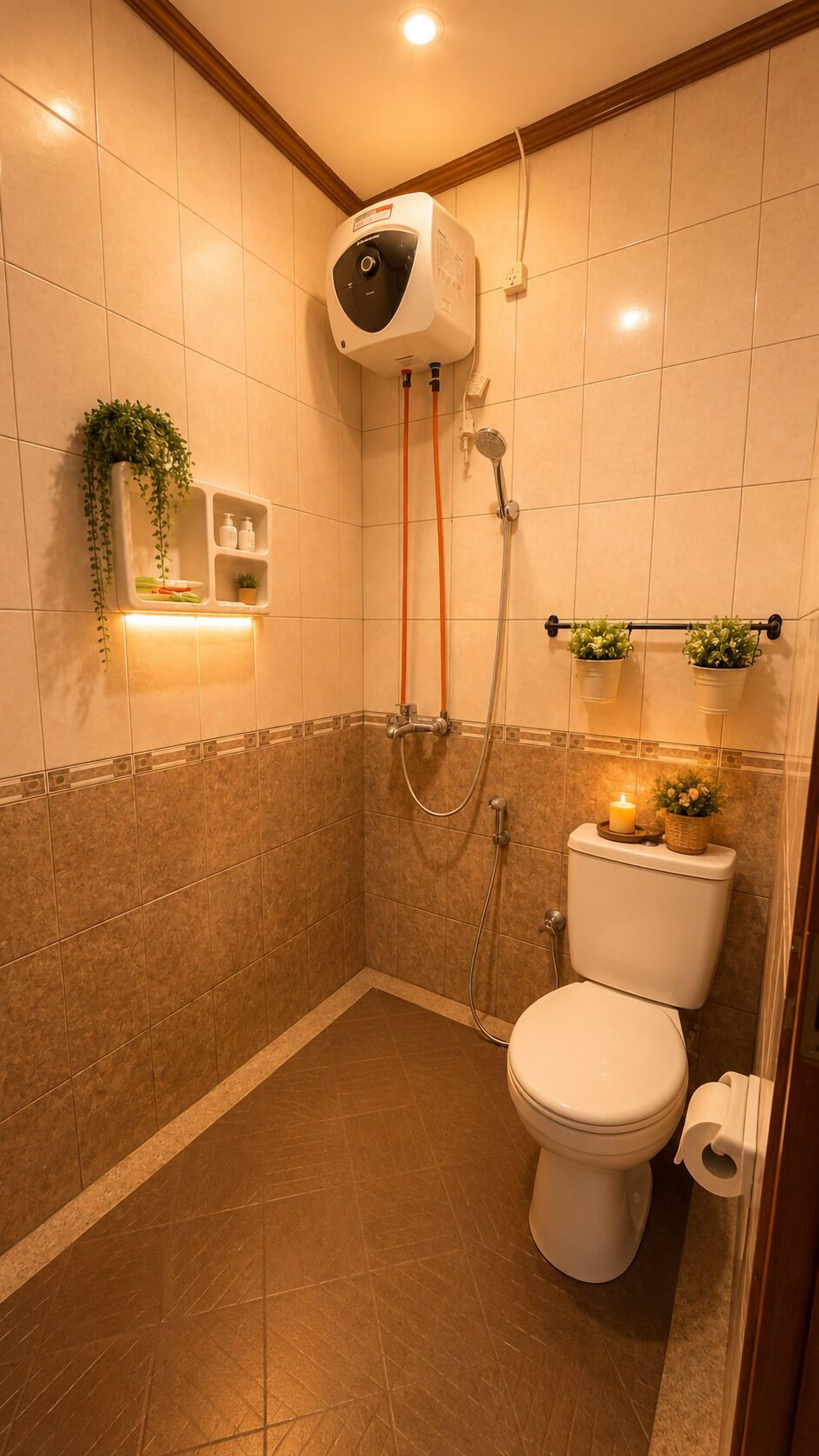 Regadera, amenidades de baño gratuitas, secadora de cabello, toallas 