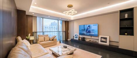 Appartement luxueux, vue sur la ville | Aire de séjour