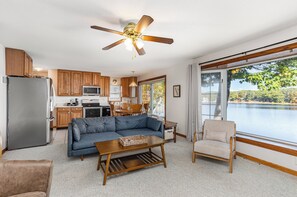 TV, fireplace - Scenic Lakefront Escape on Budd Lake (Harrison)