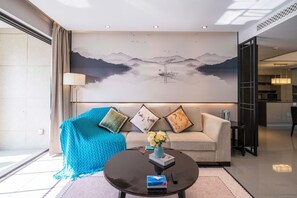 Superior Apartment, 3 Bedrooms, Balcony, City View | Living area - Tyms Gubei Apt 3BR 2BA near Takashimaya (Shanghai)