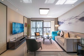 Superior Apartment, 3 Bedrooms, Balcony, City View | Living area - Tyms Gubei Apt 3BR 2BA near Takashimaya (Shanghai)