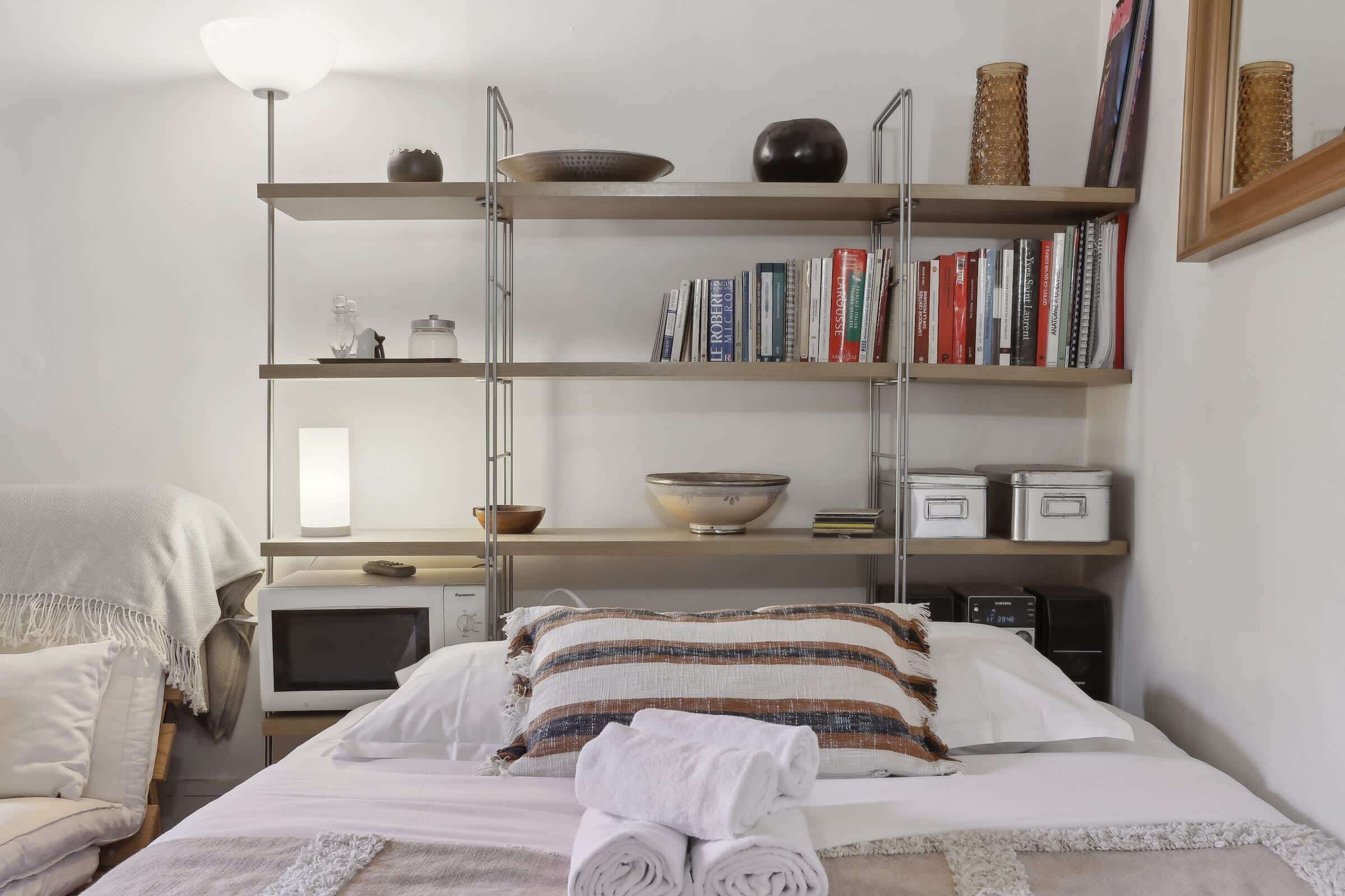 1 bedroom, desk, iron/ironing board, travel cot