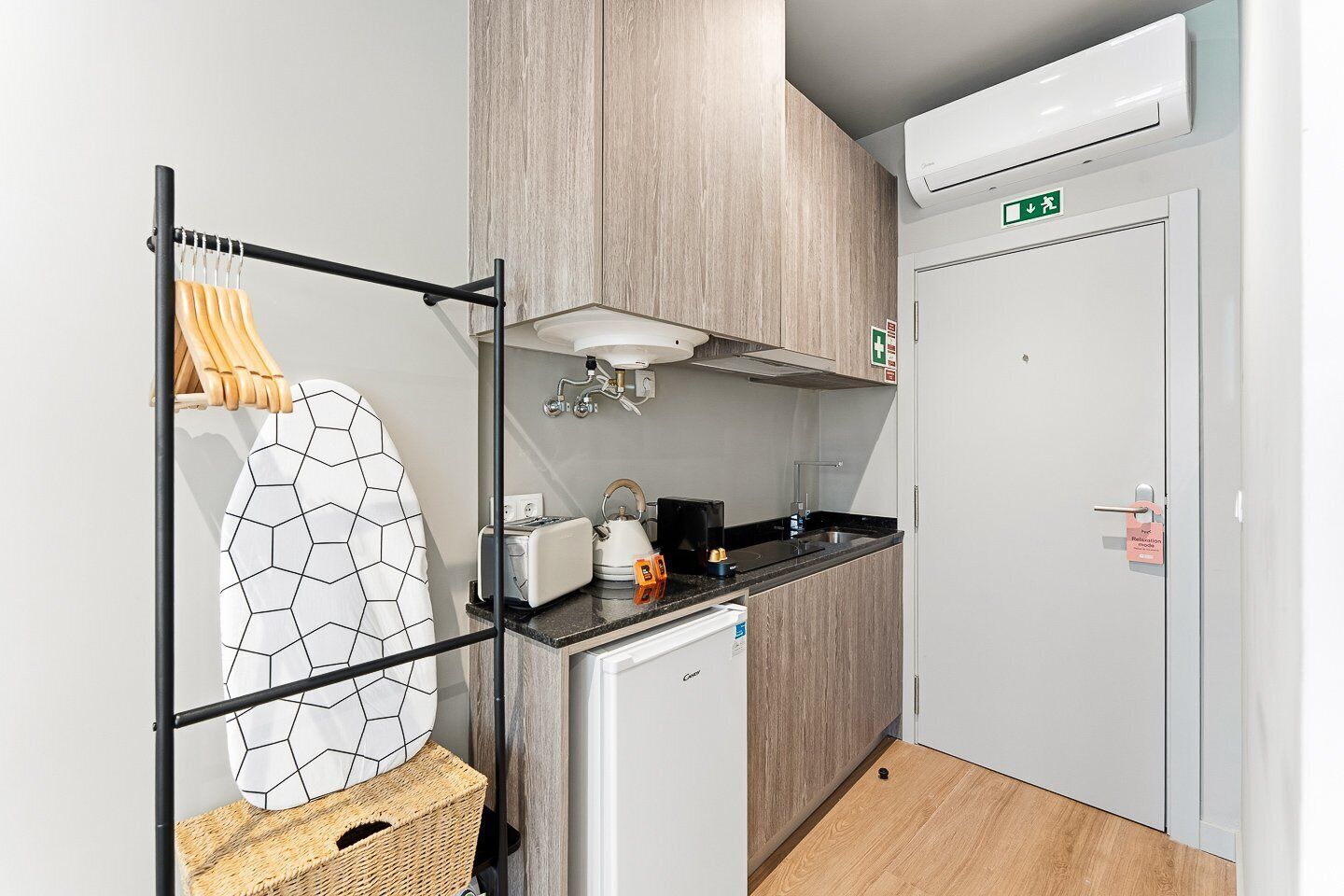 Studio (Studio with Street View) | Private kitchen | Mini-fridge, microwave, coffee/tea maker, electric kettle