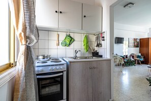 Studio, 1 Doppelbett, Küche, Stadtblick | Eigene Küche | Großer Kühlschrank, Mikrowelle, Ofen, Herdplatte