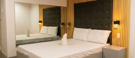 Desk, rollaway beds, bed sheets