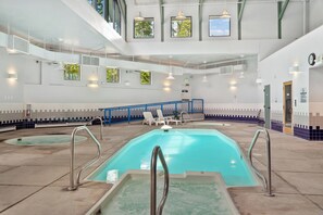 Indoor pool, a heated pool - Treehouse C106 - Renovated Condo, Pool, Hot Tub, Game Room - Central Summit County Location (Silverthorne)