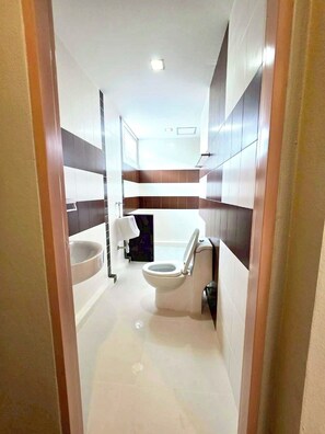 Regadera, secadora de cabello, toallas, jabón 