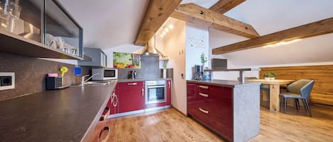 Comfort Apartment, 2 Bedrooms, Pets Allowed, Mountain View | Private kitchen | Coffee/tea maker, electric kettle, toaster