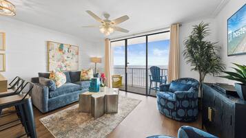 Signature Condo, 1 Bedroom, Beach View, Beachfront | Living room | 30-inch Smart TV with digital channels