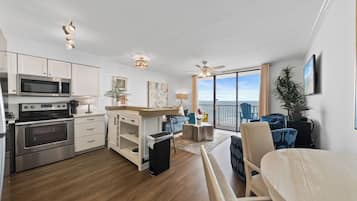 Signature Condo, 1 Bedroom, Beach View, Beachfront | Private kitchen | Fridge, microwave, oven, stovetop