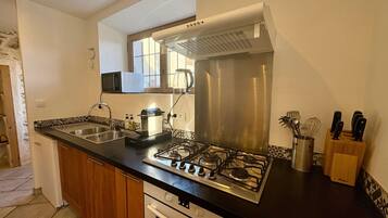 Frigorífico, microondas, horno y placa de cocina