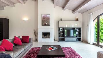 TV, fireplace, DVD player, stereo