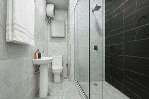 Deluxe Apartment, Balcony, City View | Bathroom | Free toiletries, hair dryer, towels, soap - Monica Apartment (Abuja)