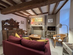 TV - La Paille Cottage in Charroux, 4 people, Pets allowed, Garden (Charroux - Allier)