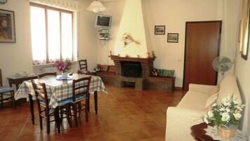 TV, fireplace, DVD player, stereo