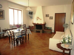 TV, fireplace, DVD player, stereo - Apartment 'Casa Vacanza Montecapino' in the Tuscan Hills (Chiusdino)