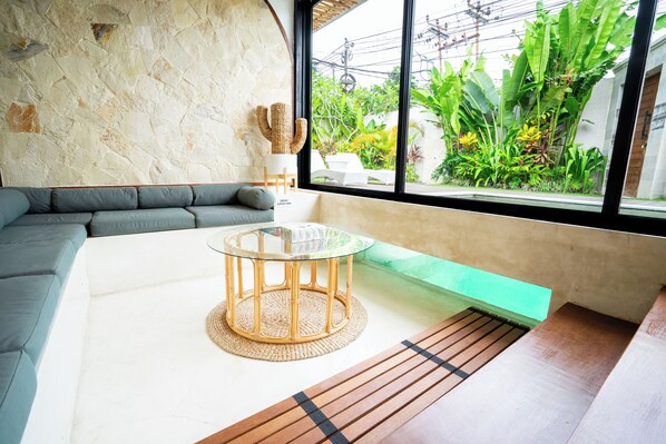 Design-villa - 2 soveværelser - privat pool | Opholdsområde